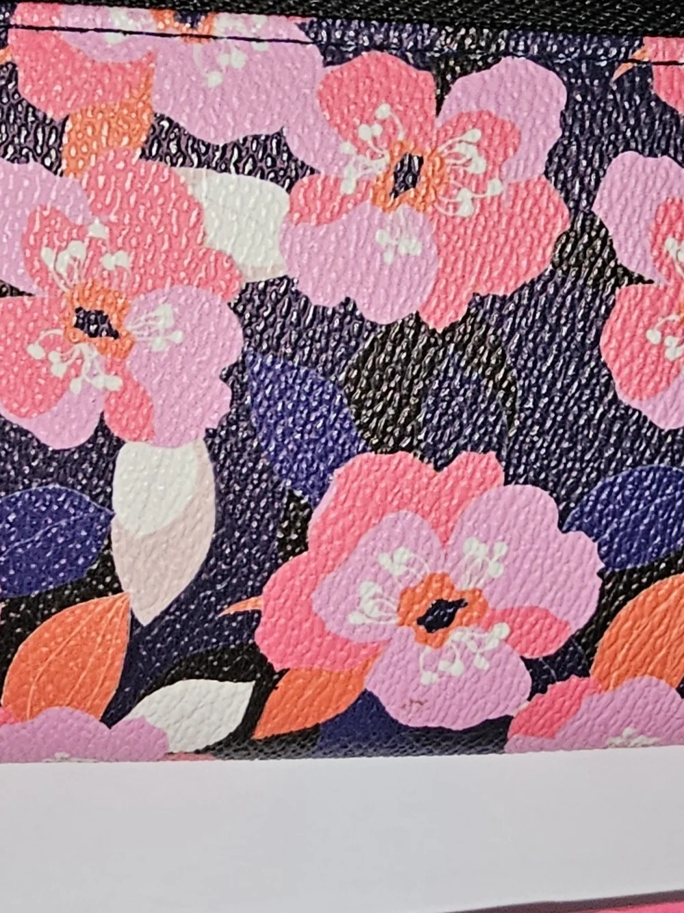 Trina Turk Pink Floral Zip Around Small Wallet-Vegan Leather